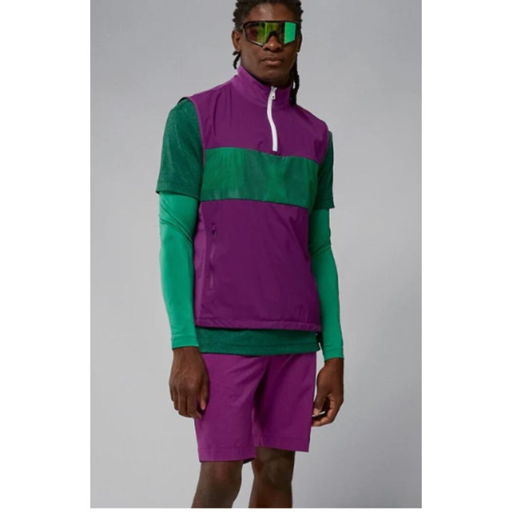 NWT J.Lindeberg Men’s Dean Golf Vest – Gloxinia, Medium, purple & green 195$